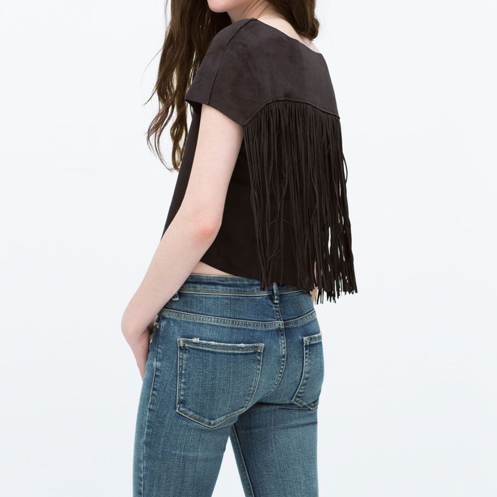 Zara faux fur crop top